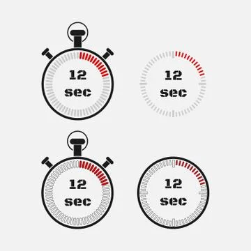 Timer 12 seconds on gray background . Stock Illustration