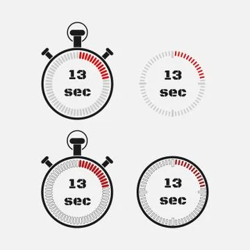 Timer 13 seconds on gray background . Stock Illustration