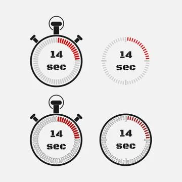 Timer 14 seconds on gray background . Illustrazione stock