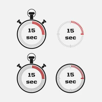 Timer 15 seconds on gray background . Stock Illustration