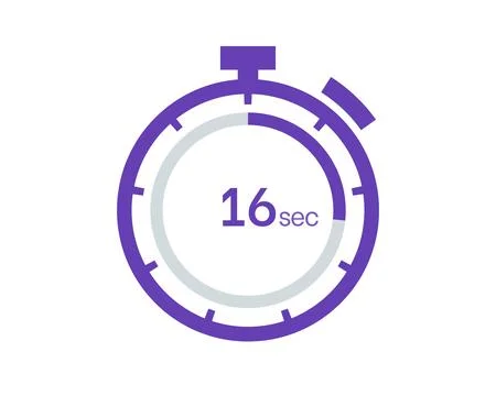 Timer 16 sec icon, 16 seconds digital timer. Clock and watch, timer, countdow Stock Illustration