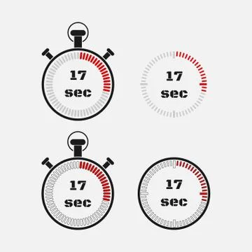 Timer 17 seconds on gray background . Stock Illustration