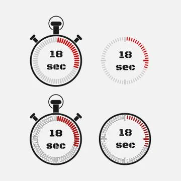 Timer 18 seconds on gray background . Stock Illustration