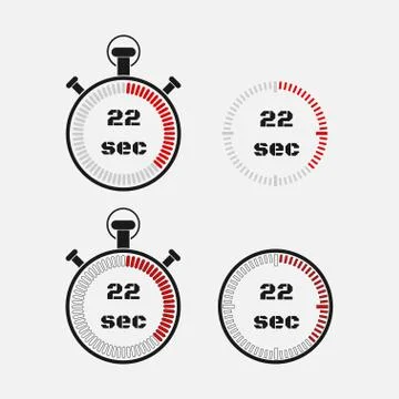 Timer 22 seconds on gray background . Stock Illustration