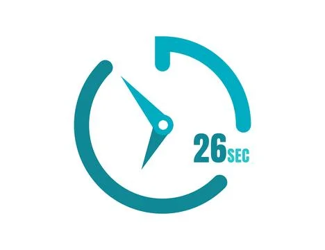 Timer 26 sec Simple icon design, 26 second timer clocks. 26 sec stopwatch ico Stock Illustration