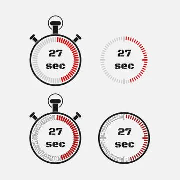 Timer 27 seconds on gray background . Stock Illustration