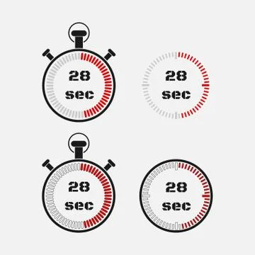 Timer 28 seconds on gray background . Stock Illustration