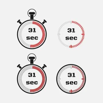 Timer 31 seconds on gray background . Stock Illustration