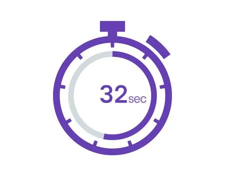 Timer 32 sec icon, 32 seconds digital timer. Clock and watch, timer, countdow Stock Illustration