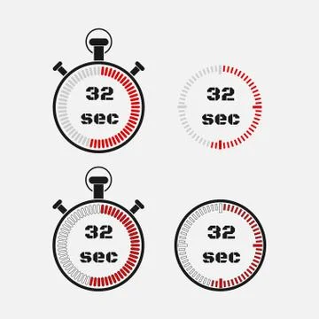 Timer 32 seconds on gray background . Stock Illustration