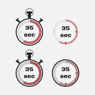 Timer 35 seconds on gray background . Stock Illustration