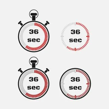 Timer 36 seconds on gray background . Stock Illustration