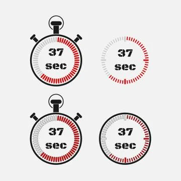 Timer 37 seconds on gray background . Stock Illustration