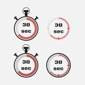 Timer 38 seconds on gray background . Stock Illustration