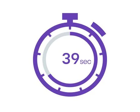 Timer 39 sec icon, 39 seconds digital timer. Clock and watch, timer, countdow Illustrazione stock
