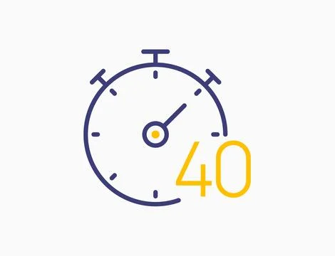 Timer 40 minutes line icon clock. Countdown stopwatch vector digital sport time Stock Illustration