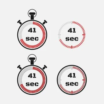 Timer 41 seconds on gray background . Stock Illustration