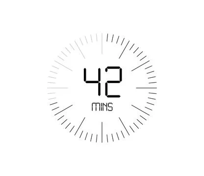 Timer 42 mins icon, 42 minutes digital timer Stock Illustration