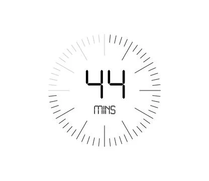 Timer 44 mins icon, 44 minutes digital timer 스톡 일러스트