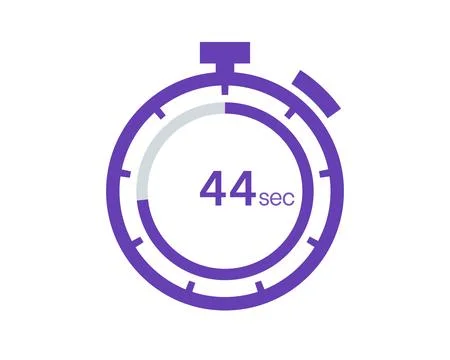 Timer 44 sec icon, 44 seconds digital timer. Clock and watch, timer, countdow Illustrazione stock