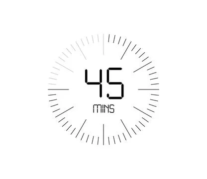Timer 45 mins icon, 45 minutes digital timer 스톡 일러스트