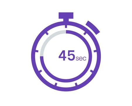 Timer 45 sec icon, 45 seconds digital timer. Clock and watch, timer, countdow Stock Illustration