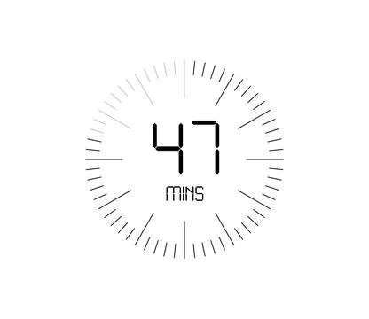 Timer 47 mins icon, 47 minutes digital timer 스톡 일러스트