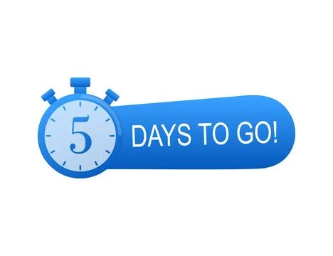 Timer with 5 days to go flat icon. Vector stock illustration on white background 스톡 일러스트