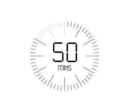 Timer 50 mins icon, 50 minutes digital timer 스톡 일러스트