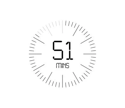 Timer 51 mins icon, 51 minutes digital timer 스톡 일러스트