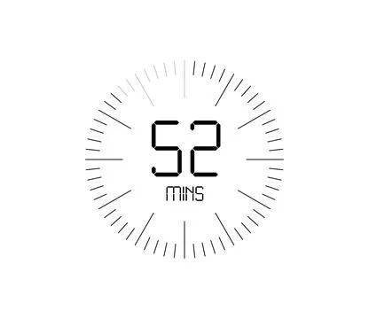 Timer 52 mins icon, 52 minutes digital timer 스톡 일러스트