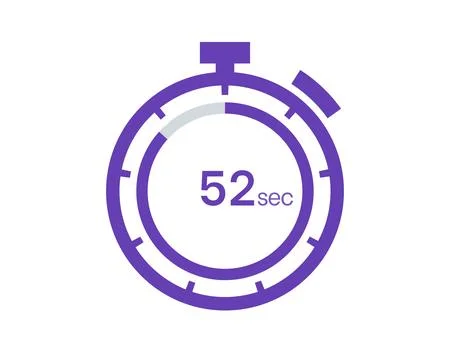 Timer 52 sec icon, 52 seconds digital timer. Clock and watch, timer, countdow Stock Illustration