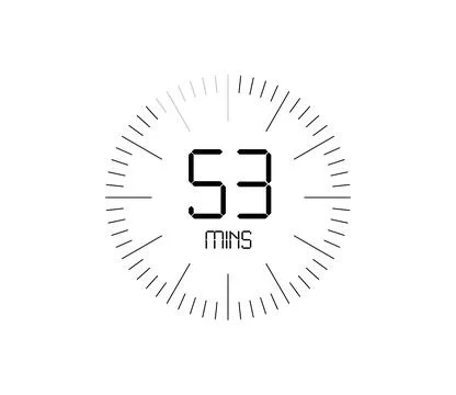 Timer 53 mins icon, 53 minutes digital timer Stock Illustration