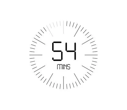 Timer 54 mins icon, 54 minutes digital timer Stock Illustration