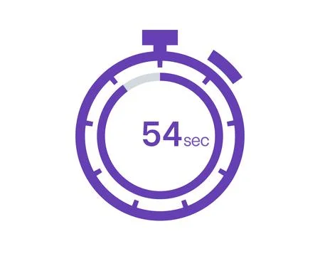 Timer 54 sec icon, 54 seconds digital timer. Clock and watch, timer, countdow Illustrazione stock