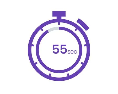 Timer 55 sec icon, 55 seconds digital timer. Clock and watch, timer, countdow Illustrazione stock