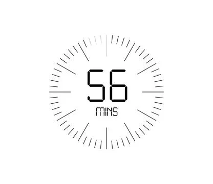 Timer 56 mins icon, 56 minutes digital timer 스톡 일러스트