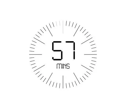 Timer 57 mins icon, 57 minutes digital timer 스톡 일러스트