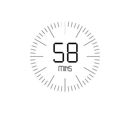 Timer 58 mins icon, 58 minutes digital timer 스톡 일러스트