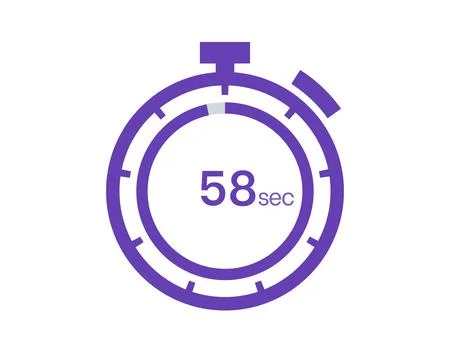 Timer 58 sec icon, 58 seconds digital timer. Clock and watch, timer, countdow Illustrazione stock