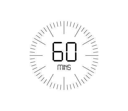 Timer 60 mins icon, 60 minutes digital timer Illustrazione stock