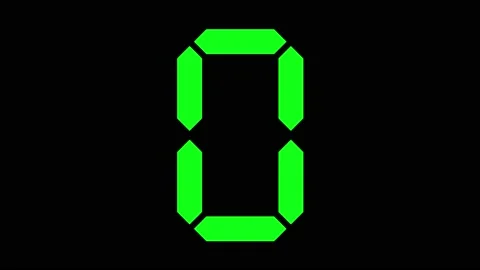 Timer from 9 to 0 seconds countdown, digital electronic segment display Stock Footage 164625604