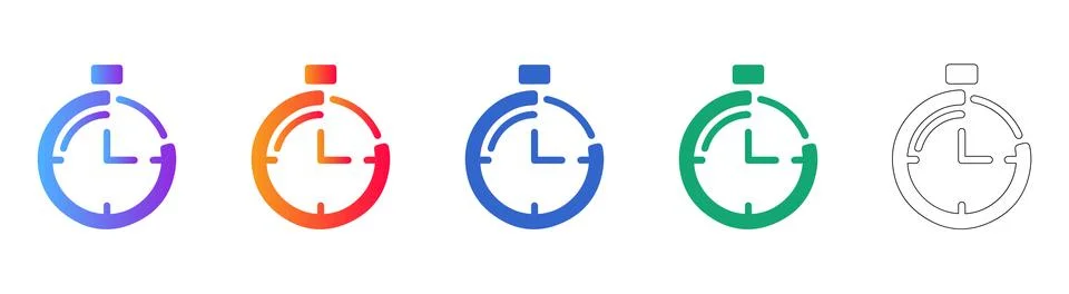 Timer and Stopwatch Icon Set Stock Illustration