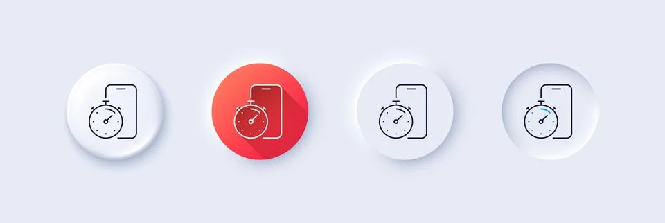 Timer app line icon. Stopwatch time sign. Line icons. Vector Stock Illustration