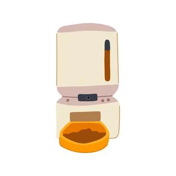 Timer automatic pet feeder cartoon vector illustration Stock Illustration