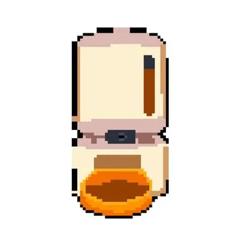 Timer automatic pet feeder pixel art vector illustration Illustrazione stock