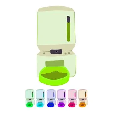 Timer automatic pet feeder vector cartoon graphic Stock Illustration