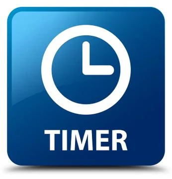 Timer blue square button Stock-Fotos