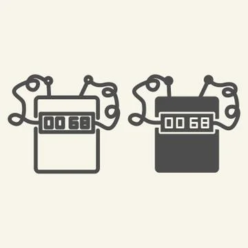 Timer bomb line and glyph icon. Clock bomb vector illustration isolated on white 库存插图