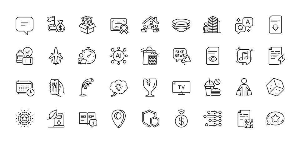 Timer, Certificate and Order line icons pack. For web app. Line icons. Vector 스톡 일러스트
